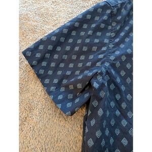 Sonoma Goods For Life Mens Navy Blue Geometric Print Short Sleeve Shirt L